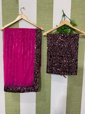 JP STORESS Embroidered Bollywood Net Saree(Pack of 2, Pink)
