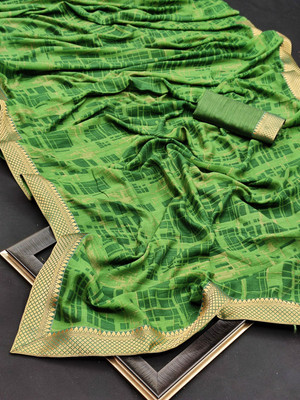 BLEESBURY Printed Bollywood Georgette, Chiffon Saree(Green)