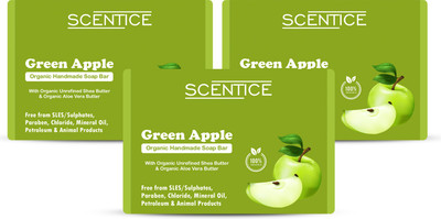 Scentice Green Apple Luxury Handmade Soap | Refreshing & Smooth Skin(3 x 100 g)