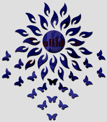 wall1ders 60 cm Sun Blue With 20 BUTTERFLY Mirror stickers for wall, wall mirror stickers for Home & Offices. Self Adhesive Sticker(Pack of 1)