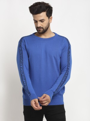 Club York Printed Round Neck Casual Men Blue Sweater