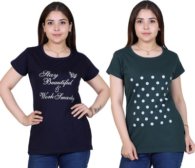 Ogarti Polka Print Women Round Neck Multicolor T-Shirt