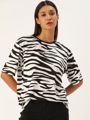Veirdo Printed Women Round Neck White 