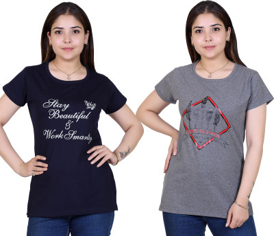 Ogarti Printed Women Round Neck Multicolor T-Shirt