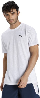 PUMA Solid Men Round Neck White T-Shirt