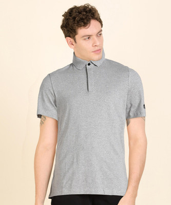 ADIDAS Men Striped Regular Fit Polo T-shirt | ADIDAS Solid Men Polo Neck Grey T-Shirt