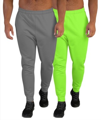 CLOTHINKHUB Solid Men Green, Grey Track Pants