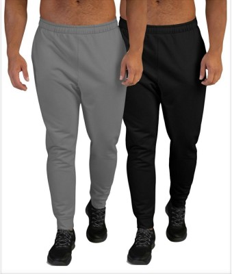 CLOTHINKHUB Solid Men Black, Grey Track Pants