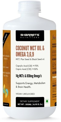 SHARRETS Coconut MCT oil with Omega 3 6 & 9- 500ml(500 ml)