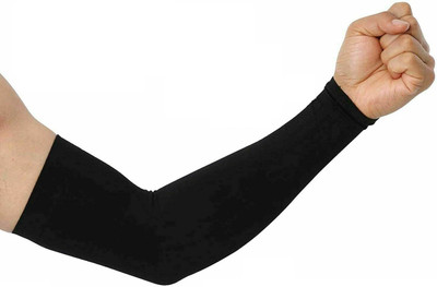 QUADA Polyester Arm Sleeve For Men & Women(Free, Black)