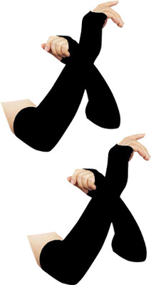 Manu Hut Nylon Arm Sleeve For Men & Women(Free, Black)