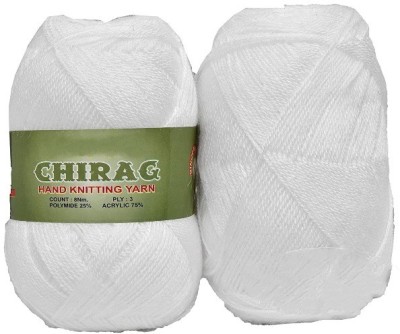 NTGS Oswal Chirag White (600 gm) Wool Ball Hand Knitting Wool/Art Craft Soft Fingering Crochet Hook Yarn, Needle Knitting Yarn Thread Shade no-24