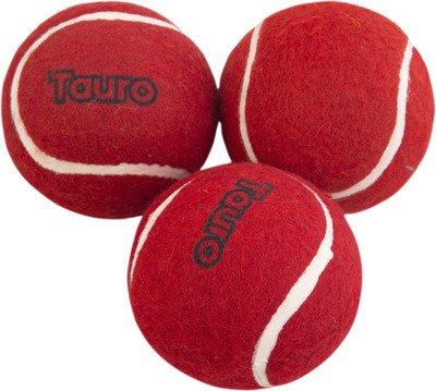 Tauro RED TENNIS CRICKET BALL SET OF 3 Cricket Tennis Ball(Standard, Pack of 3, Red)
