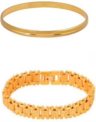 Juneja Enterprises Brass Gold-plated Bracelet Set(Pack of 2)