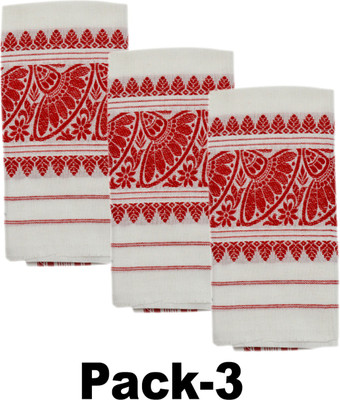 Assam Handloom Polycotton 160 GSM Face, Bath, Hand Gamcha(Pack of 3)