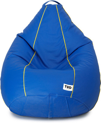 TUD XXL Classic Royal Blue With Yellow Piping Teardrop Bean Bag  With Bean Filling(Blue)