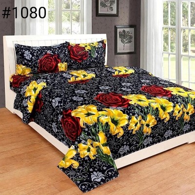 TRILOKI TRADING CO 144 TC Polycotton Double Floral Flat Bedsheet(Pack of 1, Multicolor)