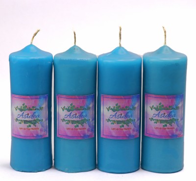 ASIDEA Pillar candles for diwali, home decoration Candle(Purple, Pack of 4)