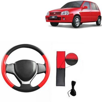RD Universal Hand Stiched Steering Cover For Maruti Zen(Red, Black, Leatherite)