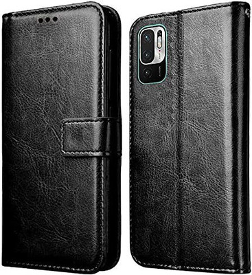 Mycos Flip Cover for Mi Redmi Note 10T 5G(Black, Shock Proof, Pack of: 1)