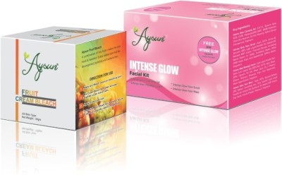 Aysun Fruit Cream Bleach & Intense Glow Facial Kit Combo Pack of 2(2 Items in the set)