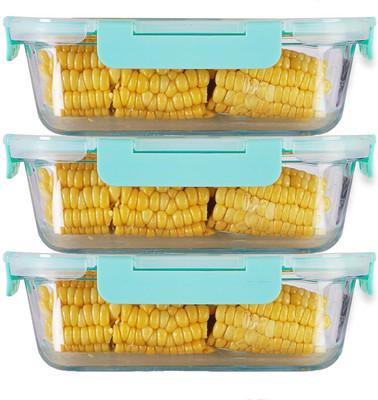Cutting EDGE Glass Utility Container  - 1040 ml(Pack of 3, Blue)