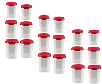 Romax Plastic Grocery Container  - 1000, 1500, 2000(Pack of 18, Red)