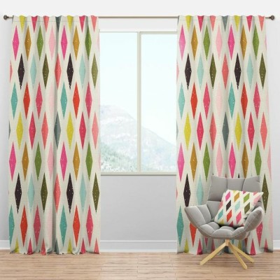 p23 274 cm (9 ft) Polyester Room Darkening Long Door Curtain (Pack Of 2)(Geometric, Multicolor)