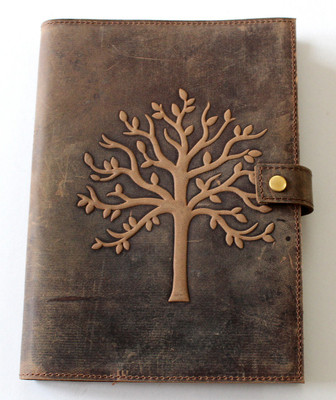 Camlon Exports Tree embossed handmade leather journal A5 Organizer Unrued 200 Pages(Brown)