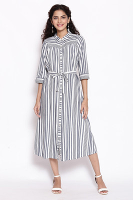 Aurelia Women A-line Blue Midi/Calf Length Dress