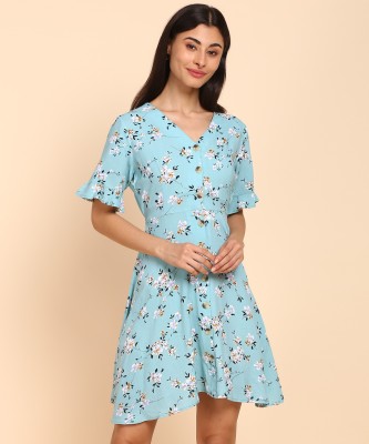 FLYING MACHINE Women A-line Blue Dress