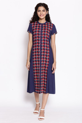 Aurelia Women A-line Blue Knee Length Dress