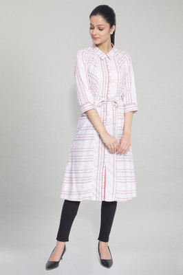 Aurelia Women A-line White Below Knee Dress