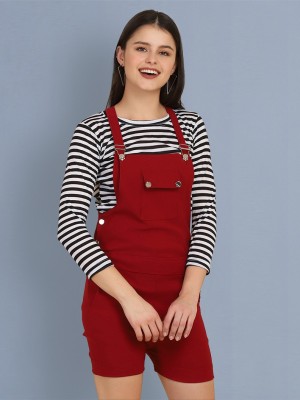 BuyNewTrend Women Maroon Dungaree