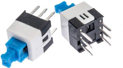 gobagee 7x7mm pcb mount 6 Pin DPDT Self-Lock lock blue and white Switch Pack of 2 Electronics component Electronic Components Electronic Hobby Kit