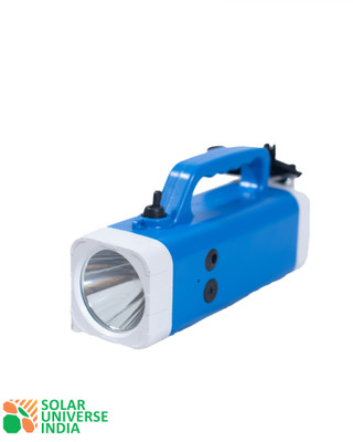 SOLAR UNIVERSE INDIA Rechargeable Solar LED Torch with Robust Holder, 24Wh Inbuilt Battery and Hybrid Charging 6 hrs Torch Emergency Light(Blue)