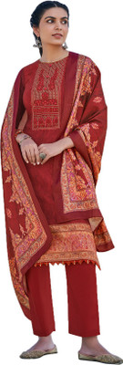 DRAVINAM Trends Wool Embroidered Kurta & Palazzo Material