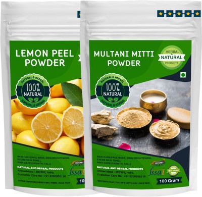 NATURAL AND HERBAL PRODUCTS Lemon Peel Multani Mitti Powder For Skin Care(Face Mask, Skin Brightening, Evens Skin Tone) Combo - 100Gram (Pack of 2)(200 g)