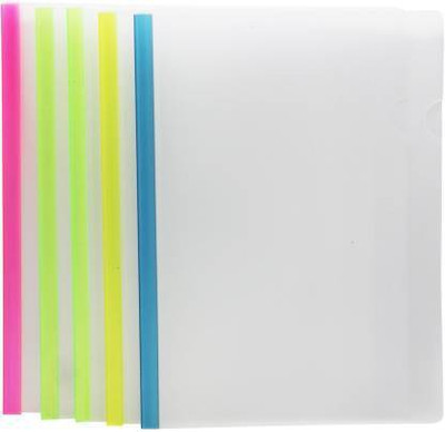 KRISHVIA PLASTIC Multicolor Side Strip OFFICE FILE (Set Of 10)(Set Of 10, Multicolor)