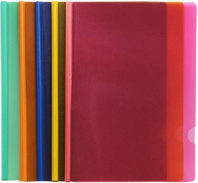 KRISHVIA PLASTIC Multicolor Stick FileLASTIC Side Strip OFFICE FILE (Set Of 5)(Set Of 5, Multicolor)