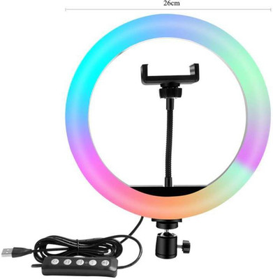 Webilla RGB 10 Inch Ring Light Colorful Professional Photography Dimmable Studio Lighting for Live Streaming, Advertising Photography, Video shooting Ring Flash(White)