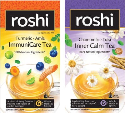 ROSHI Stress-free Immunity Combo | (50 Tea Bags) | Pack of Inner Calm tea and Immunicare tea Green Tea Bags Pouch(2 x 25 Bags)