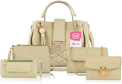 SGM Fashion Women Beige Handbag(Pack of: 5)