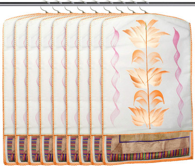 KUBER INDUSTRIES Non Woven Hanging Saree Cover With 1 Zipper Compartment on Back Side- Pack of 9 (Orange)-HS_38_KUBMART21484 Closet Organizer