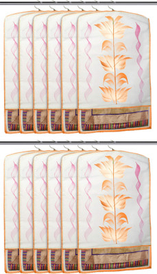 KUBER INDUSTRIES Non Woven Hanging Saree Cover With 1 Zipper Compartment on Back Side- Pack of 12 (Orange)-HS_38_KUBMART21486 Closet Organizer