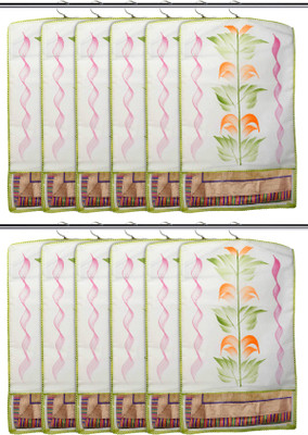 KUBER INDUSTRIES Non Woven Hanging Saree Cover With 1 Zipper Compartment on Back Side- Pack of 12 (Green)-HS_38_KUBMART21506 Closet Organizer