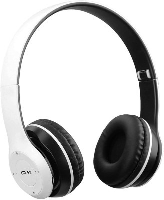 Wanzhow Best Headset P47 Wireless Bluetooth Portable Sports Headphone with Mic FM Stereo Bluetooth Headset(White, On the Ear)
