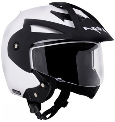 VEGA CRUX HI-QUALITY OPEN FACE WHITE 600 MM SIZE (L) Motorsports Helmet(White, Black)