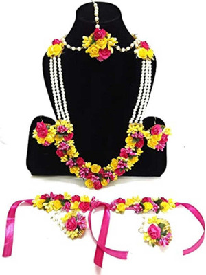 Paladiya Krafts Fabric, Paper Pink, Yellow Jewellery Set(Pack of 5)