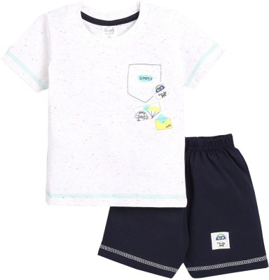 simply Baby Boys Casual T-shirt Shorts(White)